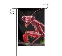 Drapeau de jardin - 30,5 x 45,7 cm - Lame YUGTAEE rouge - Impression mante priante - Décoration de jardin épaisse et infroissable pour extérieur, jardin, pelouse, terrasse