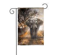 Drapeau de jardin 30,5 x 45,7 cm - Motif éléphant tropical africain - Décoration de jardin épaisse et infroissable pour extérieur, jardin, pelouse, terrasse