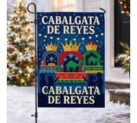 Drapeau de jardin 30,5 x 45,7 cm sur le thème du défilé des trois rois | Scène de défilé d'épiphanie, drapeau de pelouse, couronnes royales, confettis colorés, guirlande lumineuse