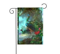 Drapeau de jardin 30,5 x 45,7 cm WHJDPP coloré paon décoratif épais infroissable pour jardin, pelouse, terrasse