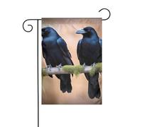 Drapeau de jardin 30,5 x 45,7 cm WHJDPP deux corbeaux noirs - Décoration de jardin épaisse et infroissable pour jardin, pelouse, terrasse