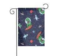 Drapeau de jardin 30,5 x 45,7 cm WHJDPP drôle astronaute dinosaure fusée photo décoration de jardin épaisse infroissable pour jardin, pelouse, terrasse