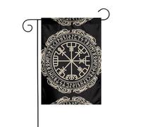 Drapeau de jardin 30,5 x 45,7 cm WHJDPP Magical Design Runes nordiques boussole photo décoration de jardin épaisse infroissable pour extérieur, jardin, pelouse, terrasse
