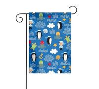 Drapeau de jardin 30,5 x 45,7 cm WHJDPP pingouin tortue image décoration de jardin épaisse infroissable pour jardin, pelouse, terrasse