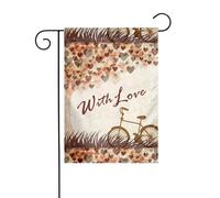 Drapeau de jardin 30,5 x 45,7 cm WHJDPP vélo sous cœur arbre romantique décoration de jardin épaisse infroissable pour extérieur jardin, pelouse, terrasse