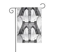 Drapeau de jardin 30,5 x 45,7 cm YUGTAEE Brooklyn Bridge Impression de jardin épais infroissable pour jardin, pelouse, terrasse