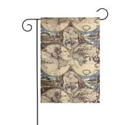 Drapeau de jardin - 30,5 x 45,7 cm - YUGTAEE - Carte du monde antique - Impression globe - Décoration de jardin épaisse et infroissable pour jardin, pelouse, terrasse