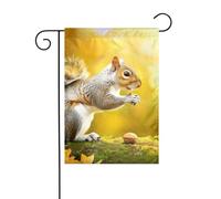 Drapeau de jardin 30,5 x 45,7 cm YUGTAEE écureuil mangeant des noyers, décoration de jardin épaisse et infroissable pour jardin, pelouse, terrasse