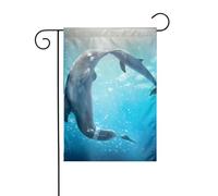 Drapeau de jardin 30,5 x 45,7 cm YUGTAEE hiver le dauphin Impression Décoration de jardin épaisse infroissable pour jardin, pelouse, terrasse