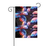 Drapeau de jardin 30,5 x 45,7 cm YUGTAEE imprimé méduses colorées Décoration de jardin épaisse infroissable pour jardin, pelouse, terrasse