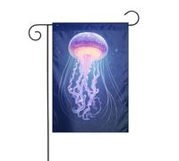 Drapeau de jardin 30,5 x 45,7 cm YUGTAEE imprimé méduses lumineuses Décoration de jardin épais infroissable pour jardin, pelouse, terrasse