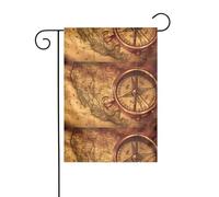 Drapeau de jardin 30,5 x 45,7 cm YUGTAEE Loi de la boussole Impression de navigation Décoration de jardin épaisse infroissable pour jardin, pelouse, terrasse