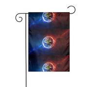 Drapeau de jardin 30,5 x 45,7 cm YUGTAEE Space Planet Earth Impression de jardin épais infroissable pour jardin, pelouse, terrasse