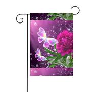 Drapeau de jardin 30,5 x 45,7 cm YYHHAOFA beau papillon violet motif floral décoration de jardin épais infroissable pour extérieur, jardin, pelouse, terrasse