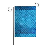 Drapeau de jardin 30,5 x 45,7 cm YYHHAOFA bleu motif écailles de poisson décoration de jardin épais infroissable pour jardin, pelouse, terrasse