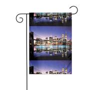 Drapeau de jardin 30,5 x 45,7 cm YYHHAOFA Brooklyn Bridge la nuit Motif décoration de jardin épaisse infroissable pour extérieur, jardin, pelouse, terrasse