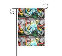 Drapeau de jardin 30,5 x 45,7 cm YYHHAOFA couleur graffiti pieuvre décoration de jardin épais infroissable pour jardin, pelouse, terrasse