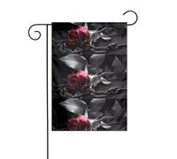 Drapeau de jardin 30,5 x 45,7 cm - YYHHAOFA gothique - Motif roses noires - Décoration de jardin épaisse et infroissable pour extérieur, jardin, pelouse, terrasse