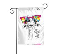 Drapeau de jardin 30,5 x 45,7 cm YYHHAOFA mignon drôle motif girafe décoration de jardin épais infroissable pour extérieur, jardin, pelouse, terrasse