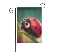 Drapeau de jardin 30 x 45 cm vertical double face extérieur drapeau de cour de dessin animé coccinelle drapeaux de jardin, bannière de bienvenue, drapeaux décoratifs pour extérieur, cour, pelouse