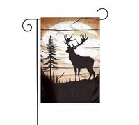 Drapeau de jardin 30 x 45 cm vertical double face pour l'extérieur - Silhouette d'élan sauvage - Drapeaux de bienvenue - Drapeaux décoratifs pour extérieur, cour, pelouse, terrasse