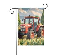 Drapeau de jardin 30 x 45 cm vertical double face sur le thème du tracteur, drapeaux de jardin, bannière de bienvenue, drapeaux décoratifs pour extérieur, cour, pelouse, terrasse