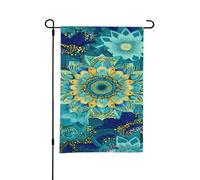 Drapeau de jardin 30x45cmFleurs Jaunes Vertes En Polyester Résistant, Double Face Avec Impression Claire. Idéal Pour Les Petits Jardins, Balcons Et Terrasses Privées,Résistant À L’Eau Et Aux Uv