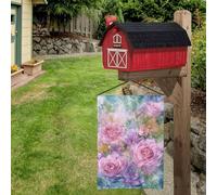 Drapeau de jardin 30x45cmFleurs Roses Violettes En Polyester Résistant, Double Face Avec Impression Claire. Idéal Pour Les Petits Jardins, Balcons Et Terrasses Privées,Résistant À L’Eau Et Aux Uv