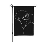 Drapeau de jardin 30x45cmLignes Blanches En Polyester Résistant, Double Face Avec Impression Claire. Idéal Pour Les Petits Jardins, Balcons Et Terrasses Privées,Résistant À L’Eau Et Aux Uv