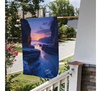 Drapeau de jardin 30x45cmPaysage Bleu Violet En Polyester Résistant, Double Face Avec Impression Claire. Idéal Pour Les Petits Jardins, Balcons Et Terrasses Privées,Résistant À L’Eau Et Aux Uv