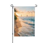 Drapeau de jardin 30x45cmVague Blanche En Polyester Résistant, Double Face Avec Impression Claire. Idéal Pour Les Petits Jardins, Balcons Et Terrasses Privées,Résistant À L’Eau Et Aux Uv