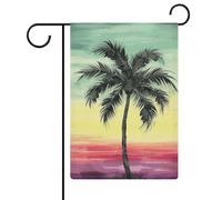 Drapeau de jardin 32,6 x 47,5 cm double face avec palmier tropical - Drapeaux de bienvenue saisonniers décoratifs pour cour extérieure - Petits drapeaux de jardin pour extérieur, terrasse, pelouse