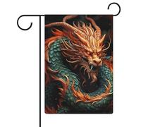 Drapeau de jardin 32,6 x 47,6 cm double face dragon chinois bienvenue drapeaux décoratifs saisonniers pour cour extérieure petits drapeaux de jardin pour extérieur, terrasse, pelouse, porche