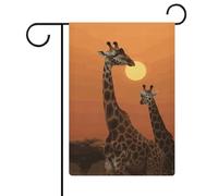 Drapeau de jardin 32,6 x 47,6 cm double face girafe au coucher du soleil - Drapeaux de bienvenue saisonniers décoratifs pour cour extérieure - Petits drapeaux de jardin pour extérieur, terrasse