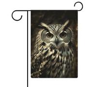 Drapeau de jardin 32,6 x 47,6 cm double face une chouette - Drapeau de bienvenue saisonnier - Petit drapeau de jardin pour extérieur, terrasse, pelouse, porche, décoration de ferme