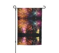 Drapeau de jardin 3D en forme de feu d'artifice 30,5 x 45,7 cm - Drapeau décoratif en polyester imprimé double face durable pour cour, terrasse et balcon