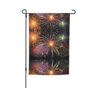 Drapeau de jardin 3D en forme de feu d'artifice 30,5 x 45,7 cm - Drapeau décoratif en polyester imprimé double face durable pour cour, terrasse et balcon