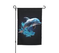 Drapeau de jardin 3D unique imprimé dauphin 30,5 x 45,7 cm, décoration extérieure pour cour, patio, porche et pelouse
