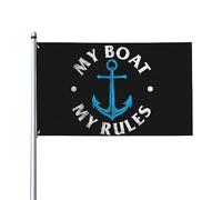 Drapeau de jardin 3x5 pieds Mon bateau Mes règles Drapeau de bateau drôle de capitaine Bannière de jardin Tapisserie Bannières extérieures