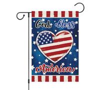 Drapeau De Jardin 4 Juillet Que Dieu Bénisse L'Amérique Amour Cœur Étoiles Patriotiques Jour De L'Indépendance Pride Flag Antifouling Drapeau De Bienvenue Garden Flag Pour Home Patio 30X45Cm
