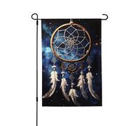 Drapeau de jardin - 70 x 100 cm - Double face - Drapeau de bienvenue d'hiver blanc - Attrape-rêves fantaisie - Drapeaux de cour de vacances - Décorations de ferme pour les vacances