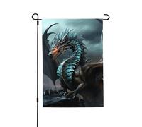 Drapeau de jardin - 70 x 100 cm - Double face - Drapeau de bienvenue d'hiver - Dragon cool - Drapeaux de jardin - Décorations de ferme pour les vacances