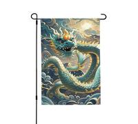 Drapeau de jardin - 70 x 100 cm - Double face - Drapeau de bienvenue d'hiver - Dragon - Fond chinois - Drapeaux de jardin pour les vacances