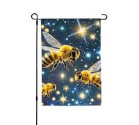 Drapeau de jardin - 70 x 100 cm - Double face - Drapeau de bienvenue d'hiver - Étoiles et abeilles - Drapeaux de jardin - Décorations de ferme pour les vacances