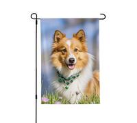 Drapeau de jardin - 70 x 100 cm - Double face - Drapeau de bienvenue d'hiver mignon - Chien des Shetland - Drapeaux de jardin - Décorations de ferme pour les vacances