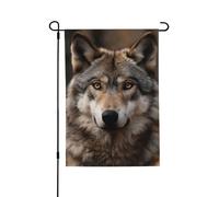 Drapeau de jardin - 70 x 100 cm - Double face - Drapeau de bienvenue d'hiver - Un loup gris - Drapeaux de cour pour l'extérieur - Décorations de ferme pour les vacances