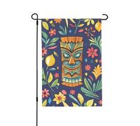 Drapeau de jardin - 70 x 100 cm - Double face - Drapeau de bienvenue d'hiver vintage - Motif Aloha Tiki - Drapeaux de cour pour l'extérieur - Décorations de ferme pour les vacances