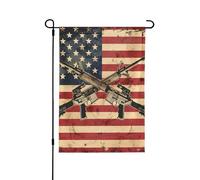 Drapeau de jardin 71,1 x 101,6 cm double face Drapeau américain rétro soldat pistolet extérieur Drapeau de jardin Décorations pour la maison