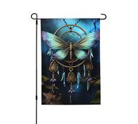 Drapeau de jardin 71,1 x 101,6 cm double face vertical, bannière de vacances, attrape-rêves, libellule, drapeaux de jardin, petit drapeau de bienvenue en toile de jute pour extérieur, terrasse, cour