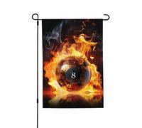 Drapeau de jardin 71,1 x 101,6 cm double face vertical, bannière de vacances, boule de billard sur le feu, drapeaux de jardin, petit drapeau de bienvenue en toile de jute pour extérieur, terrasse